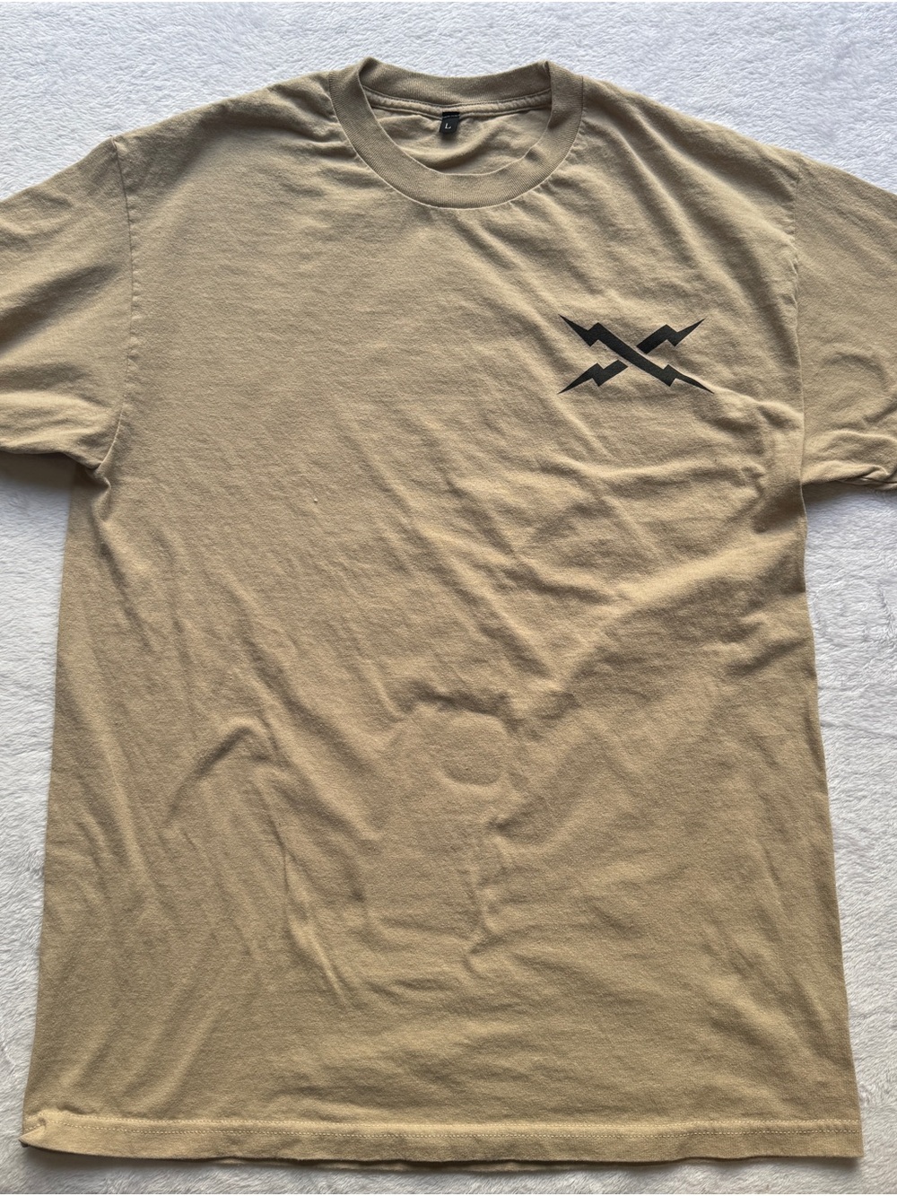 Tactical Skull T-Shirt Mens L Tan Lightning Bolt Graphic FOG Military Streetwear